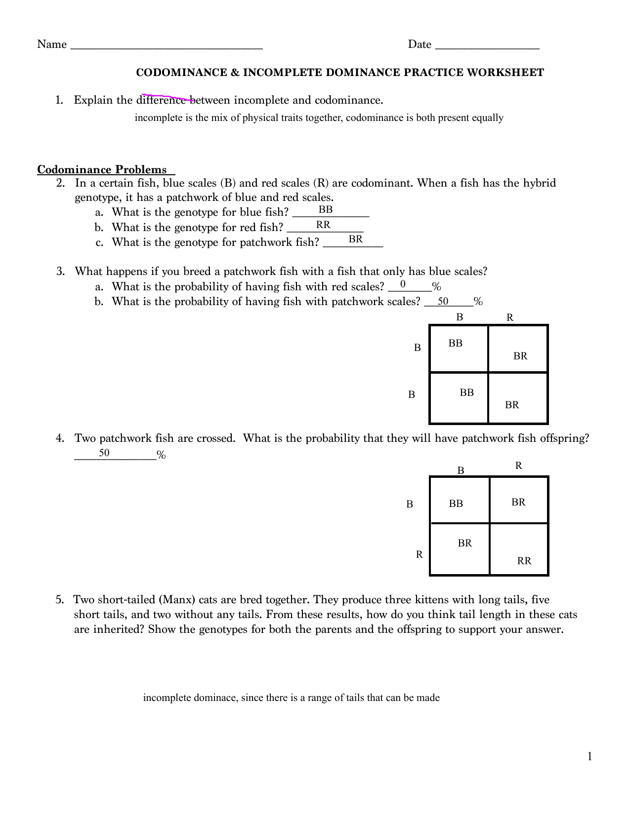 Anthony Wolf - Non-Mendelian Genetics Packet