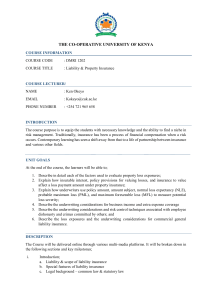 DMRI 1202 Liability & Property Insurance   Course Unit Map