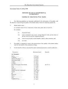 GN 188 of 1998 - Guidelines for Inland Surface Water Quality