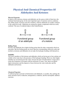 Properties of aldehydes and ketones