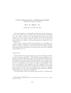 A New Interpretation of the Information Rate - JL Kelly