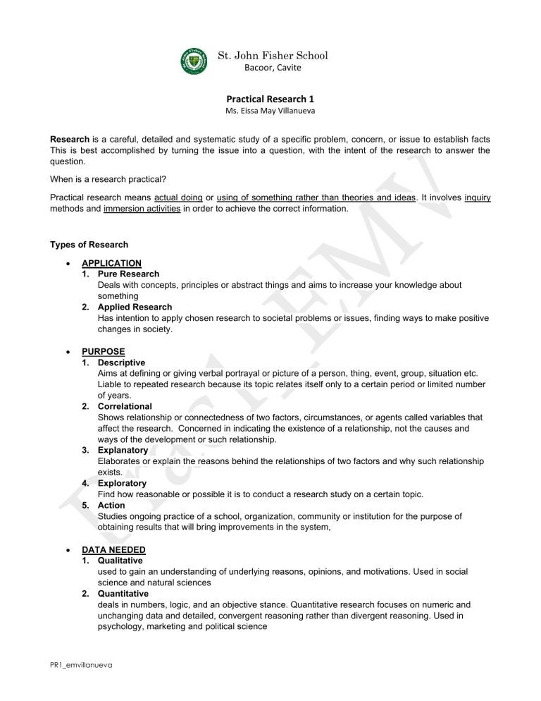 practical research 1 test questions and answers