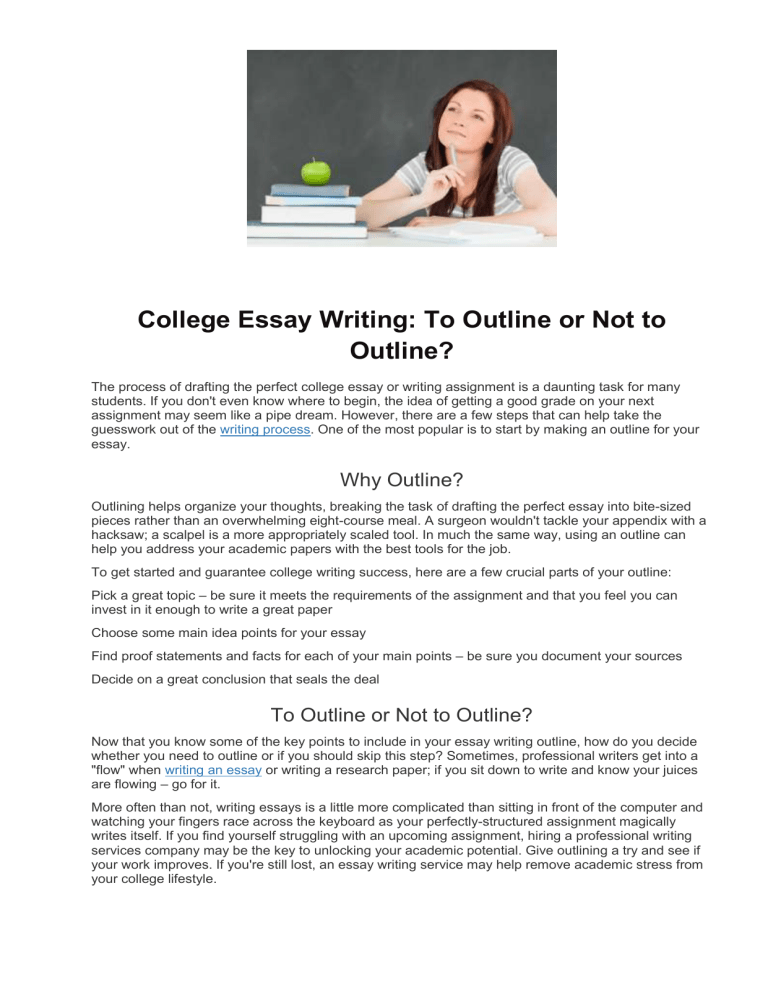 how to write an essay outline college