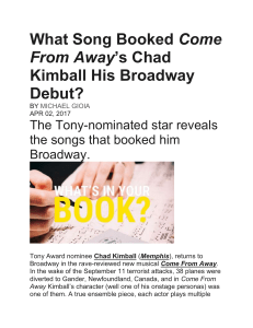 Chad Kimball Musical Theatre Book Article