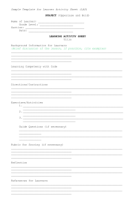 Sample Template for Learner Activity Sheet (LAS) -  English )