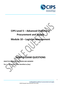 CIPS Level 5 Logistics Management Sample Exam Questions