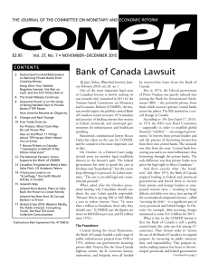 Bank of Canada Lawsuit on the traditional role of the national bank in funding domestic infrastructure projects
