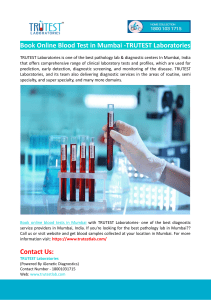 Book Online Blood Test in Mumbai -TRUTEST Laboratories