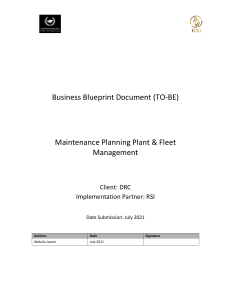 PPM Maintenance Planning Plant & Fleet Management TOBE V1.0