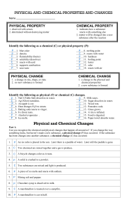 1 Physical vs Chemical Change WS