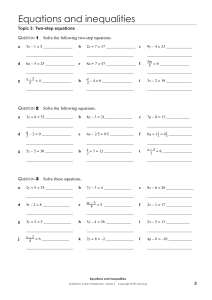 Solving equations booklet