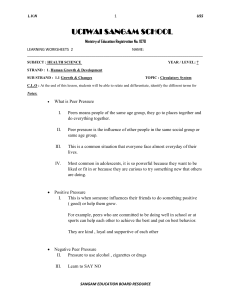 Health Science Worksheet: Peer Pressure & Circulatory System