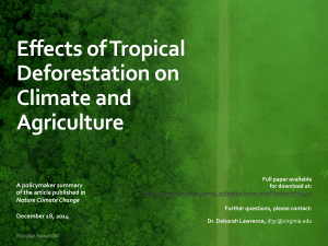Effects of Tropical Deforestation Policymaker Summary