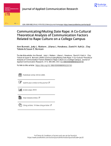 Communicating Muting Date Rape A Co Cultural Theoretical Analysis of Communication Factors Related to Rape Culture on a College Campus