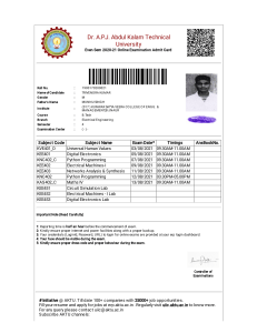 Admit Card 2019-20 Odd-Sem