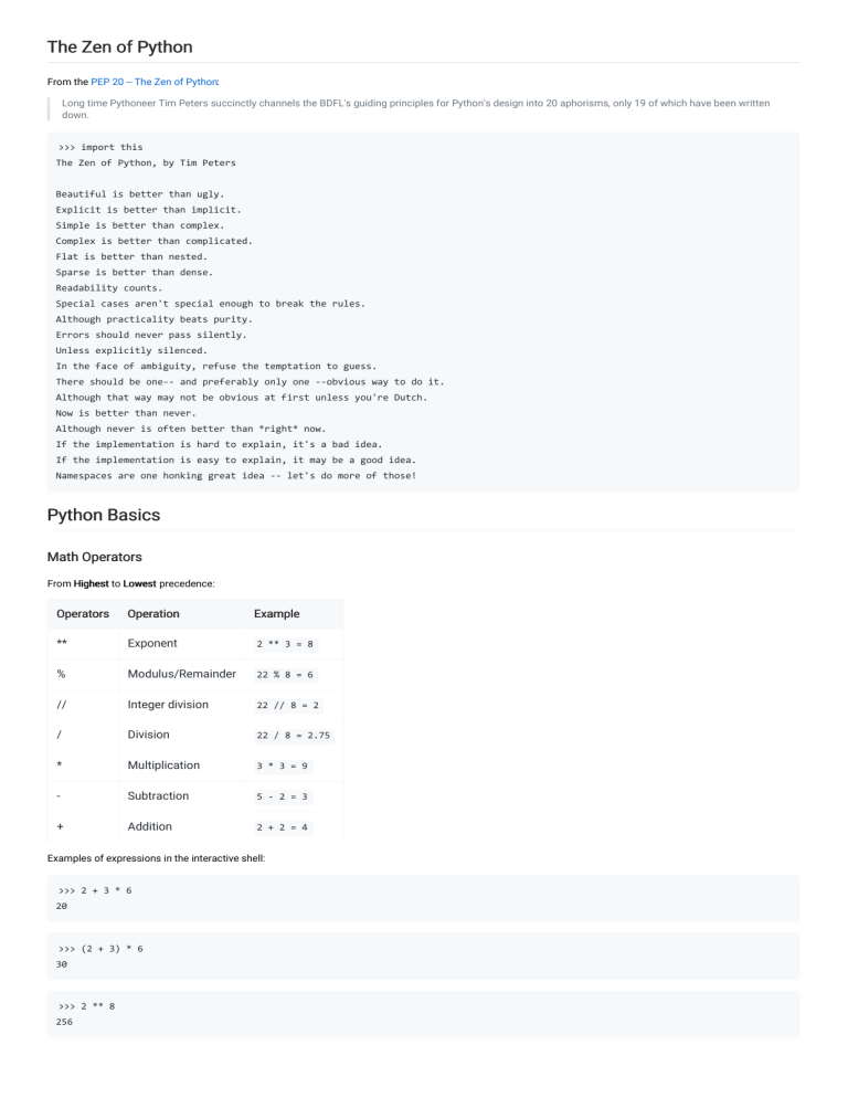 python cheat sheet
