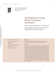 Self-regulated learning - beliefs techniques and illusions - 2013
