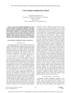 Fast Modular Multiplication Method for Cryptography