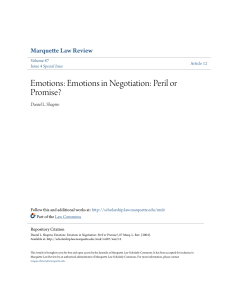 Emotions  Emotions in Negotiation  Peril or Promise 