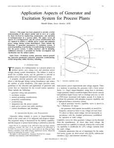 Application Aspects of Generator and Excitation System for Process Plants