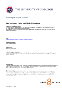 Expressivism Truth and Self Knowledge