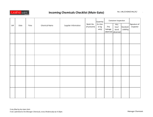 Incoming Chemicals Checklist