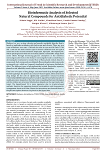 Bioinformatic Analysis of Selected Natural Compounds for Antidiabetic Potential