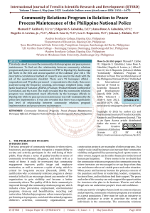 Community Relations Program in Relation to Peace Process Maintenance of the Philippine National Police