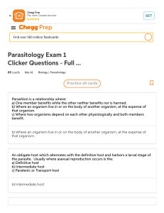 Parasitology Exam 1 Clicker Questions - Full Questions Flashcards   Chegg.com