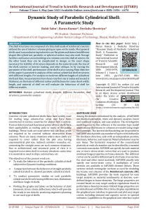 Dynamic Study of Parabolic Cylindrical Shell A Parametric Study