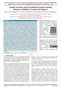 Poultry Vaccines and Vaccination Practices among Farmers in Wukari, Taraba State Nigeria