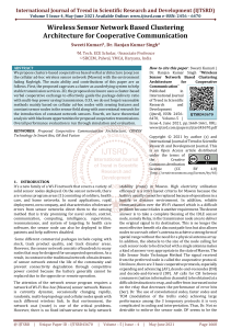 Wireless Sensor Network Based Clustering Architecture for Cooperative Communication