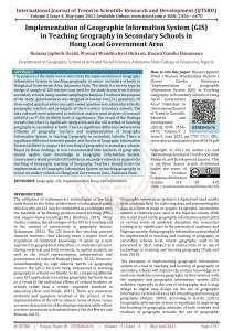 Implementation of Geographic Information System GIS in Teaching Geography in Secondary Schools in Hong Local Government Area