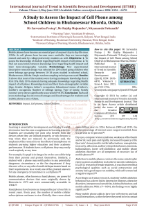 A Study to Assess the Impact of Cell Phone among School Children in Bhubaneswar Khorda, Odisha