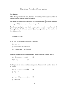 Discrete first order difference equations1