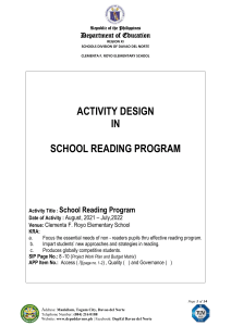 Activity Design on School Reading Program