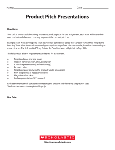 Product Pitch Presentations Outline