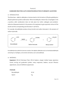 Practical 1 - CANNIZARO REACTION; AUTO-OXIDATION-REDUCTION OF AROMATIC ALDEHYDES
