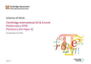 A Level Mechanic Scheme of Work 9709 y20-22 sw mechanics