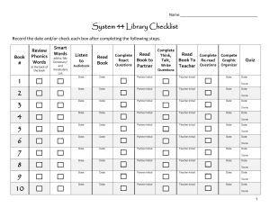 System 44 Library checklist
