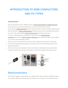 Introduction to Semi Conductors and its types