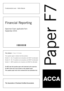 ACCA F7 Financial Reporting Specimen Exam September 2016