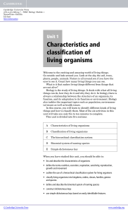 Characteristics Living Things Question