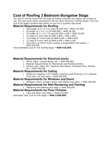 Bungalow Construction Cost Estimate: Roofing & Materials