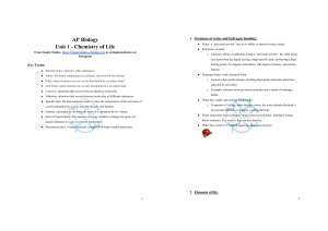 AP Biology: Chemistry of Life Study Guide