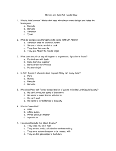 Acts 1 and 2 Quiz Romeo and Juliet (1)