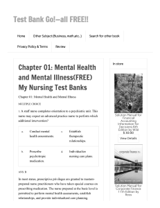 Ch 1 - Mental Health and Mental Illness