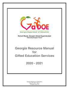 2020-2021 Georgia Resource Manual for Gifted Education Services-June 2020---