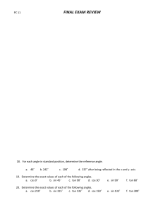 BC Pre-Calc 11 Final Exam Review Package
