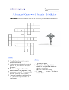 Advanced Crossword Puzzle - Medicine